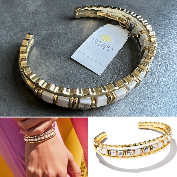 Kendra Scott Jewelry - Kendra Scott Ember Gold Triple Cuff Bracelet in White Howlite NWT 98$